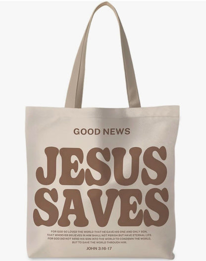 🤎 MORRAL Tote Bag "Jesus Saves"